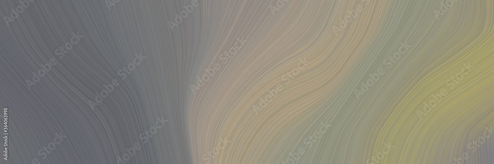 Fototapete abstract flowing designed horizontal banner with gray gray, dim gray and tan colors. fluid curved flowing waves and curves for poster or canvas