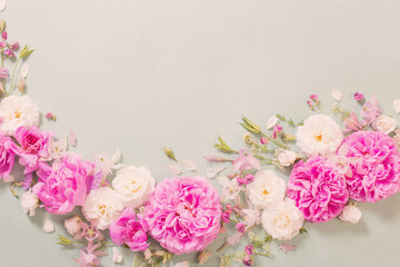 pink and white roses on paper background