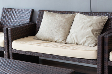 Vintage sofa interior in home.