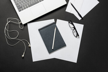 Still life of workplace with office supplies