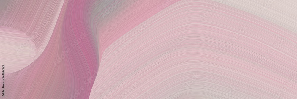 Poster abstract artistic designed horizontal header with pastel gray, rosy brown and light gray colors. fluid curved lines with dynamic flowing waves and curves for poster or canvas