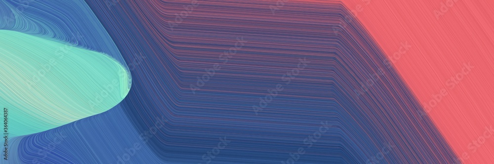 Fototapete abstract surreal header design with dark slate blue, light coral and medium aqua marine colors. fluid curved lines with dynamic flowing waves and curves for poster or canvas