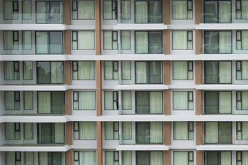 Fototapeta na wymiar Close up view of high modern condominium.