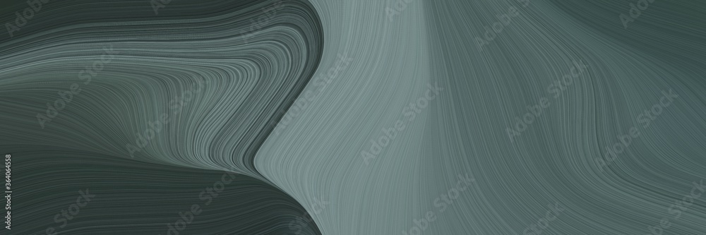Fototapete abstract moving horizontal header with dark slate gray, dim gray and light slate gray colors. fluid curved lines with dynamic flowing waves and curves for poster or canvas