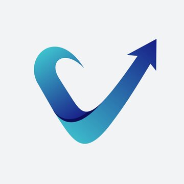 Letter v arrow logo design 