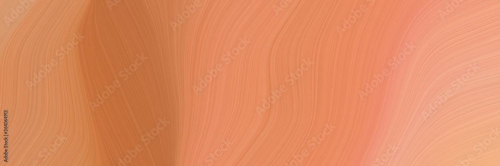 Poster abstract artistic banner with dark salmon, peru and light salmon colors. fluid curved lines with dyn