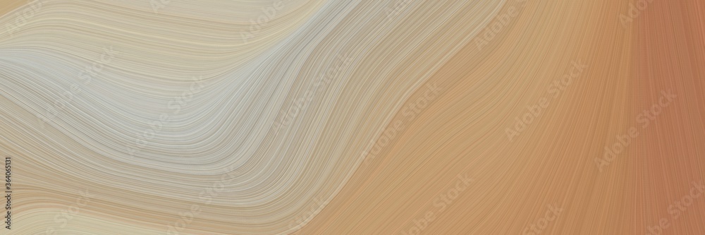 Poster abstract flowing designed horizontal header with rosy brown, silver and peru colors. fluid curved li