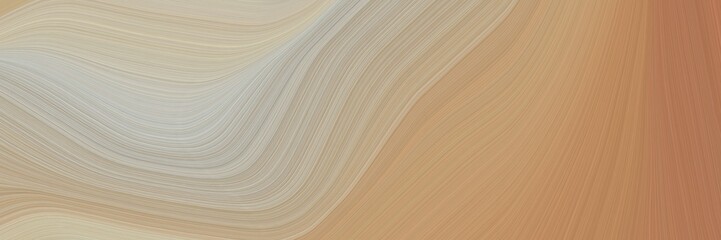 abstract flowing designed horizontal header with rosy brown, silver and peru colors. fluid curved lines with dynamic flowing waves and curves for poster or canvas