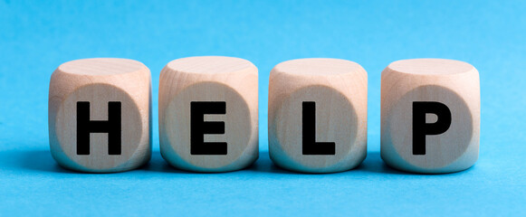 Help Concept Wooden Cube Blocks