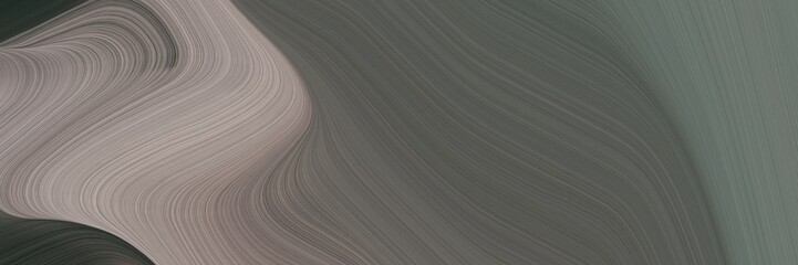 Naklejka premium abstract moving designed horizontal header with dim gray, rosy brown and very dark blue colors. fluid curved lines with dynamic flowing waves and curves for poster or canvas