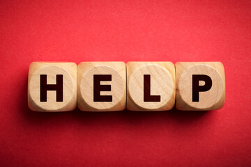 Help Concept Wooden Cube Blocks