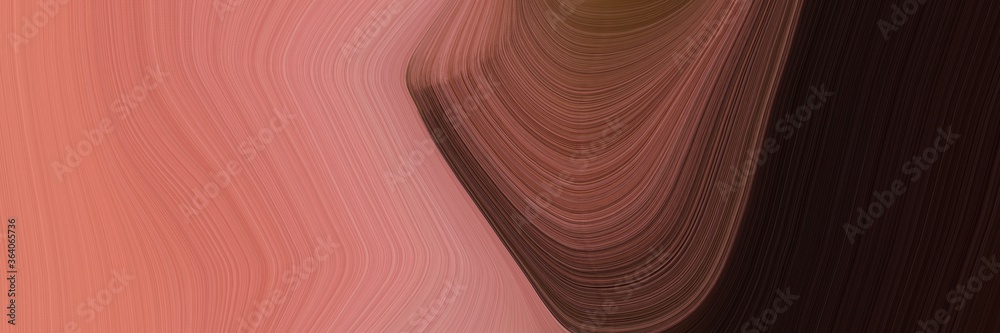 Aufkleber abstract artistic horizontal header with indian red, old mauve and very dark pink colors. fluid curved lines with dynamic flowing waves and curves for poster or canvas