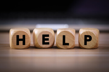 Help Concept Wooden Cube Blocks