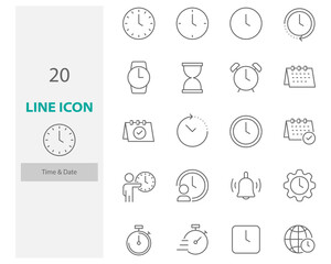 set of time icons, clock, date, hour