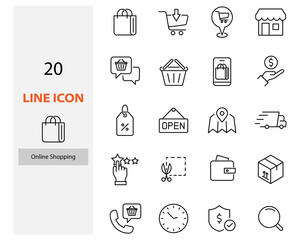 set of online shopping icons, shop, cart, buy, store, delivery