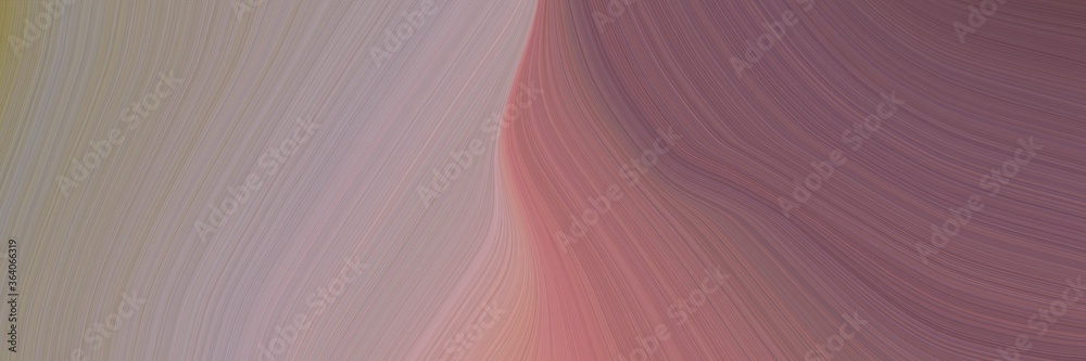 Poster abstract decorative designed horizontal banner with gray gray, pastel brown and old mauve colors. fluid curved flowing waves and curves for poster or canvas