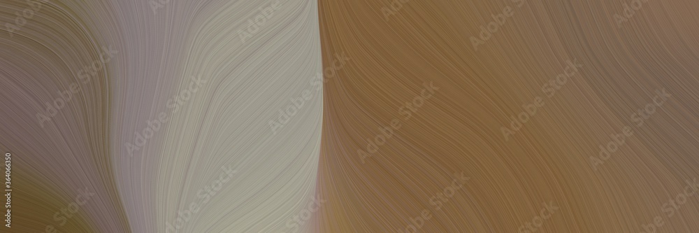 Poster abstract moving designed horizontal header with pastel brown, rosy brown and gray gray colors. fluid curved flowing waves and curves for poster or canvas