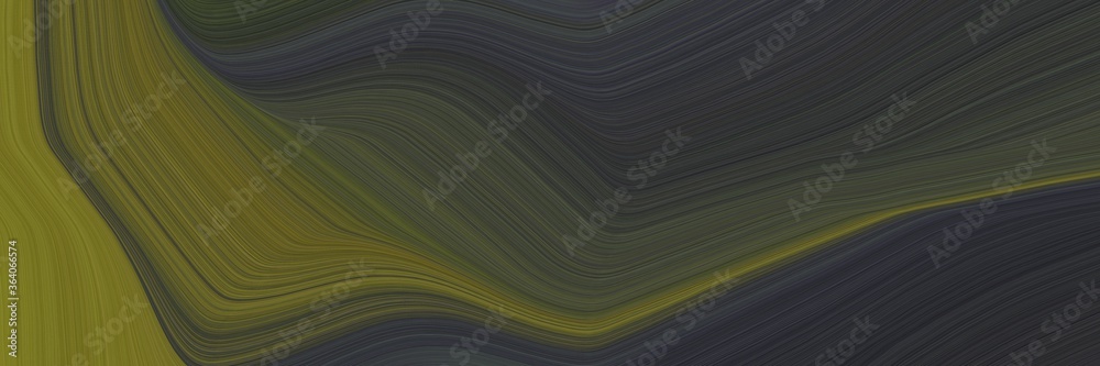 Poster abstract moving designed horizontal banner with dark slate gray, olive drab and dark olive green colors. fluid curved lines with dynamic flowing waves and curves for poster or canvas
