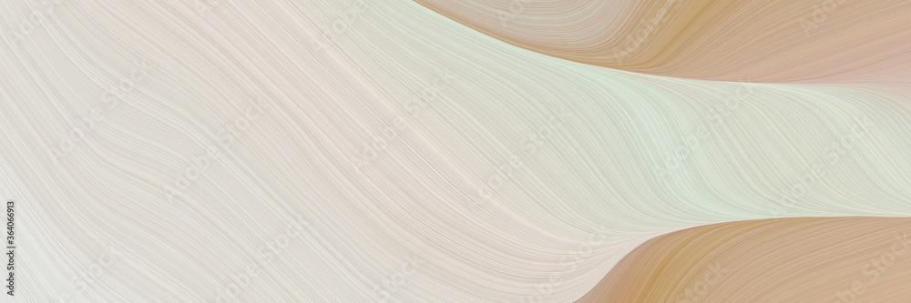 Poster abstract surreal horizontal header with light gray, tan and dark khaki colors. fluid curved lines with dynamic flowing waves and curves for poster or canvas