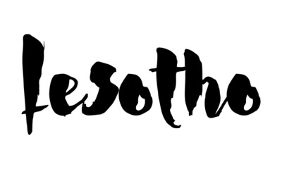 Lesotho Country Name Handwritten Text Calligraphy