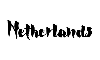Fototapeta premium Netherlands Country Name Handwritten Text Calligraphy