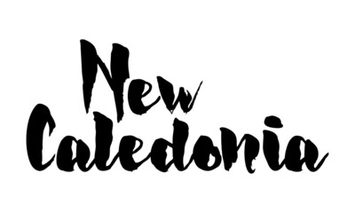 New Caledonia Country Name Handwritten Text Calligraphy Black Color Text 