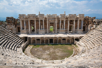 Fototapeta na wymiar Roman Theater at Hierapolis, Ancient City in Pamukkale in Turkey