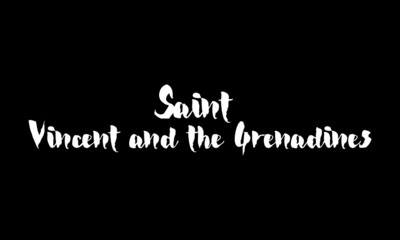 Saint Vincent and the Grenadine Country Name Handwritten Text Calligraphy Black Color Text 