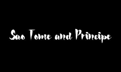 Sao Tome and Principe Calligraphy White Color Text On Black Background