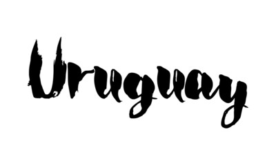 Obraz premium Uruguay Country Name Handwritten Text Calligraphy