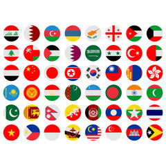 set flags of countries in asia continent icon vector symbol of country illustration isolated white background