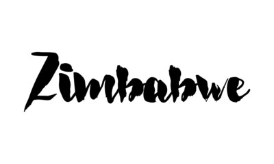 Zimbabwe Country Name Handwritten Text Calligraphy