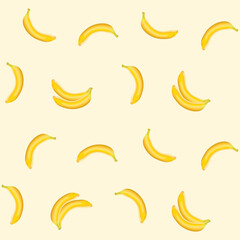Fototapeta na wymiar Yellow Banana seamless pattern. Ripe bananas isolated on beige background.