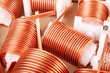 Close-up a lot of twisted flat copper wires