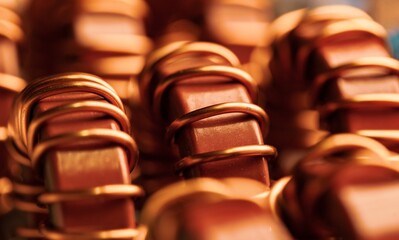 Close-up of brown iron powder cores