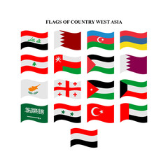 set flags of countries in asia continent icon vector symbol of country illustration isolated white background