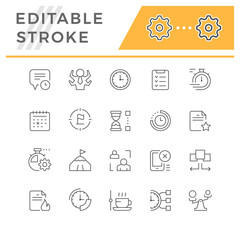 Set line icons of time management