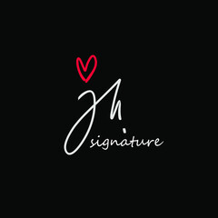 jh initial letter handwriting and signature logo