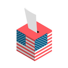 USA election. Ballot box with American flag