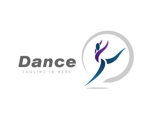 Abstract circle human dance logo symbol design vector illustration