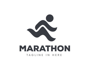 simple abstract running people logo symbol design illustration