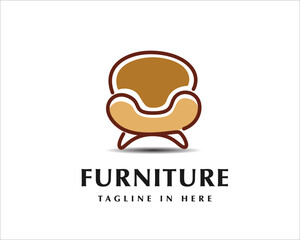 sofa chair house furniture logo symbol design illustration