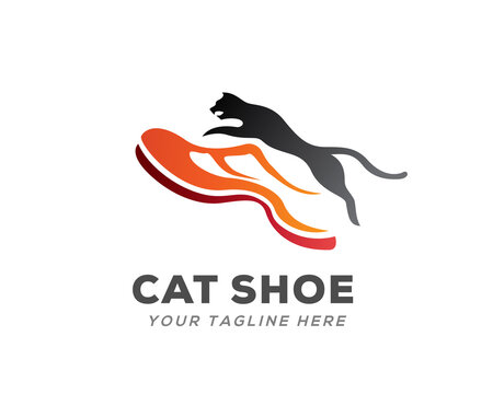 Jump cat cheetah shoe logo symbol design illustration Stock Vector | Adobe  Stock