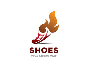 Fire spirit shoe sports logo symbol icon design illustration