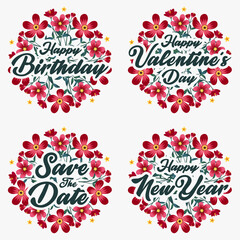 Vector red and pink peony flower greeting card and invitation template for valentine day wedding or birthday.