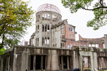 The Atomic Dome, ex Hiroshima Industrial Promotion Hall, destroyed by the first Atomic bomb in war,...