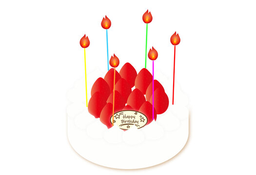 苺の生クリーム　誕生日用ケーキ　ロウソク付
