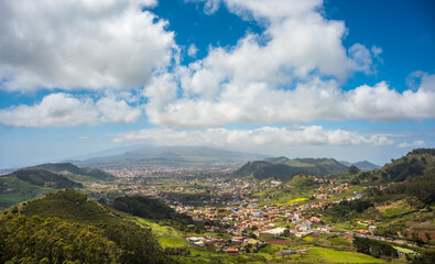 Obraz premium Aerial view of village near La Laguna, Anaga, Tenerife island, Canary