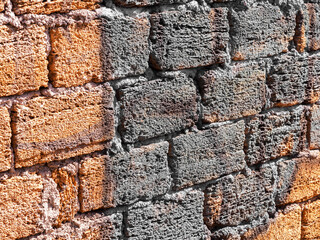 Abstract old stone wall with cracks and scratches in the future. Landscape style. Great background or texture.