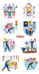 Fototapeta premium Set of vector hobby characters man and woman